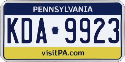PA license plate KDA9923