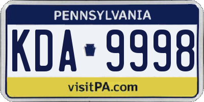 PA license plate KDA9998