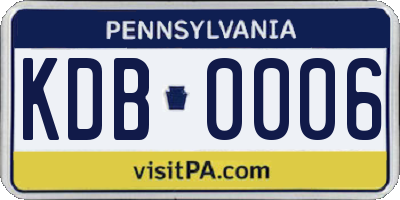 PA license plate KDB0006