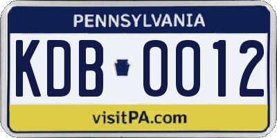 PA license plate KDB0012