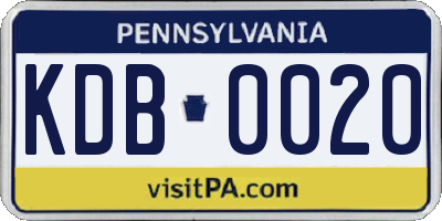 PA license plate KDB0020