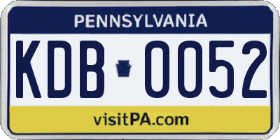 PA license plate KDB0052