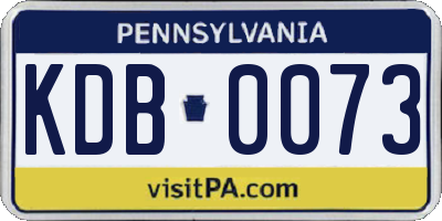 PA license plate KDB0073