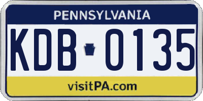 PA license plate KDB0135