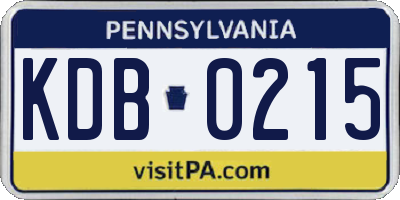 PA license plate KDB0215