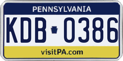PA license plate KDB0386