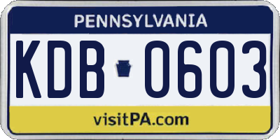 PA license plate KDB0603