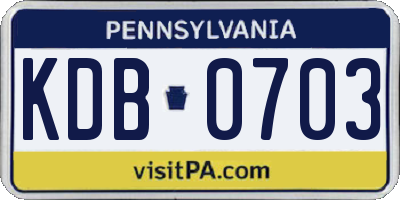 PA license plate KDB0703