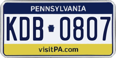 PA license plate KDB0807