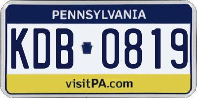 PA license plate KDB0819