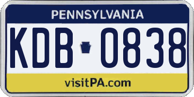 PA license plate KDB0838