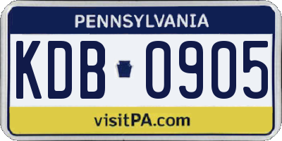 PA license plate KDB0905