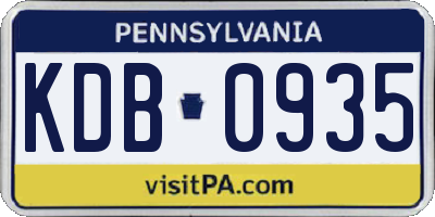 PA license plate KDB0935
