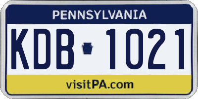 PA license plate KDB1021
