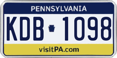 PA license plate KDB1098