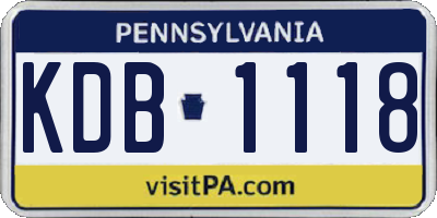 PA license plate KDB1118