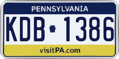 PA license plate KDB1386