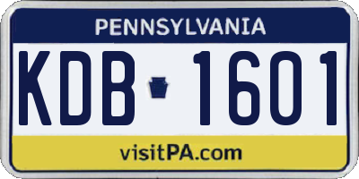 PA license plate KDB1601