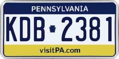 PA license plate KDB2381