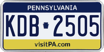 PA license plate KDB2505