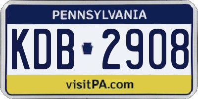 PA license plate KDB2908