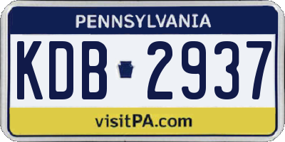 PA license plate KDB2937