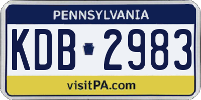 PA license plate KDB2983
