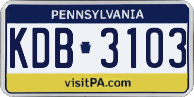 PA license plate KDB3103