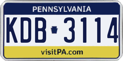PA license plate KDB3114