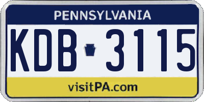 PA license plate KDB3115