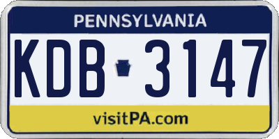 PA license plate KDB3147