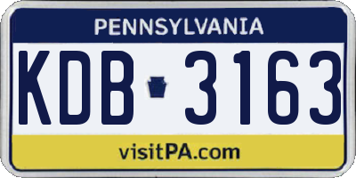 PA license plate KDB3163