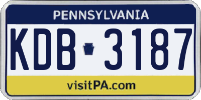 PA license plate KDB3187