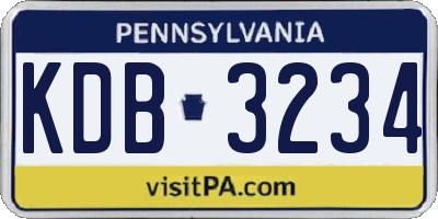 PA license plate KDB3234