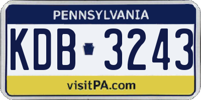 PA license plate KDB3243