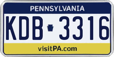 PA license plate KDB3316