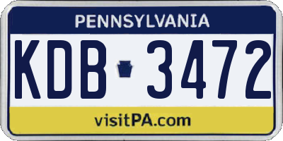 PA license plate KDB3472