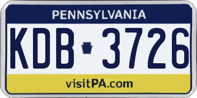 PA license plate KDB3726