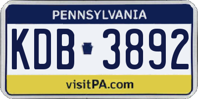PA license plate KDB3892