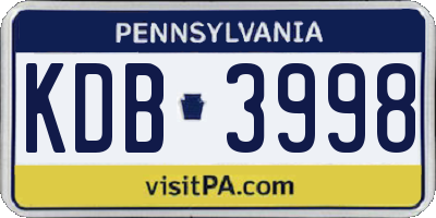 PA license plate KDB3998