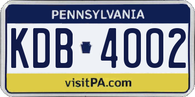 PA license plate KDB4002