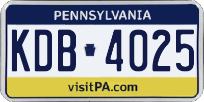 PA license plate KDB4025