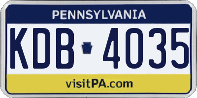 PA license plate KDB4035