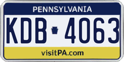 PA license plate KDB4063