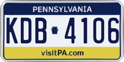 PA license plate KDB4106