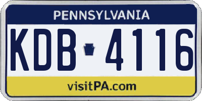 PA license plate KDB4116