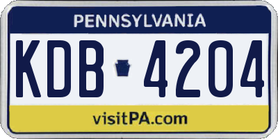 PA license plate KDB4204