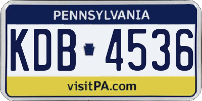 PA license plate KDB4536