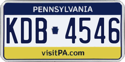 PA license plate KDB4546
