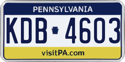 PA license plate KDB4603